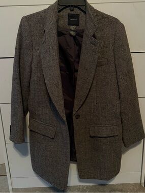 Smythe Gray Herringbone Wool Blend Blazer